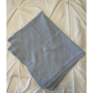 Nordstrom Baby Receiving Blanket Blue Cotton knitted diamond pattern Unisex